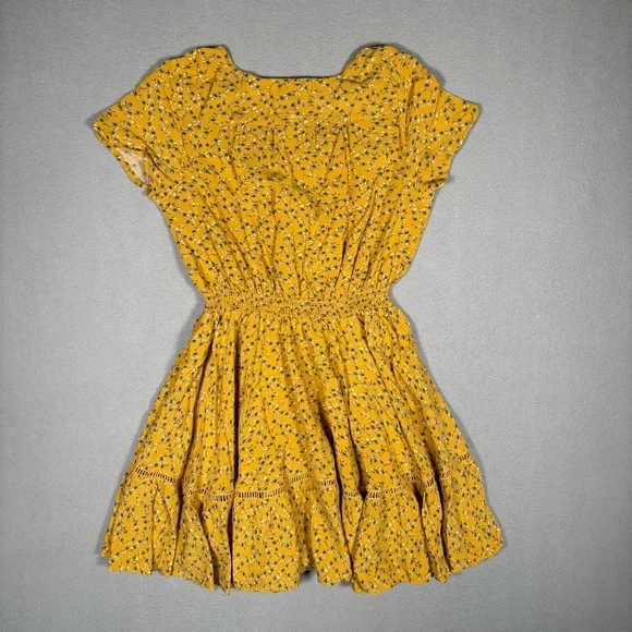 Sunday Mi Amor Floral Sun Dress Women's X-Small Yellow Floral Print Spring - Picture 10 of 11